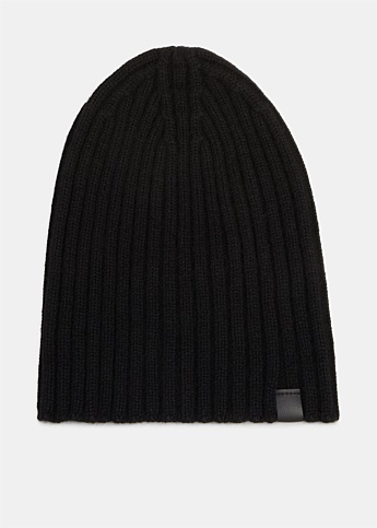 Black Cashmere Knitted Beanie