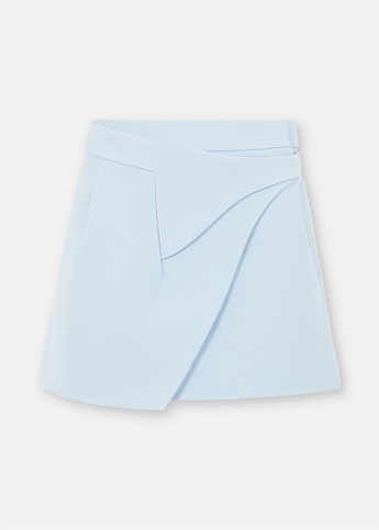 Light Blue Wrap Mini Skirt
