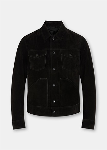 Black Cashmere Suede Western Jacket