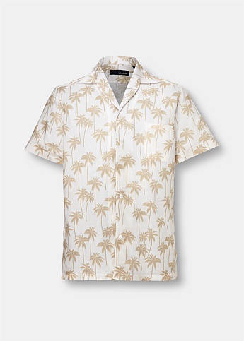 Bowling Collar Shirt with Palm Tree Design