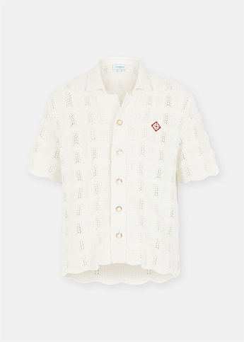 White Wavey Crochet Shirt