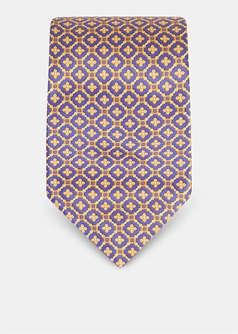 Navy & Gold Silk Tie
