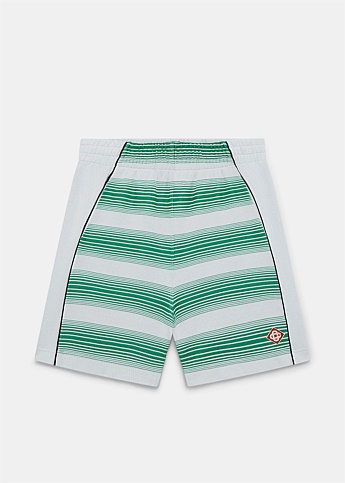 White & Green Stripe Shorts