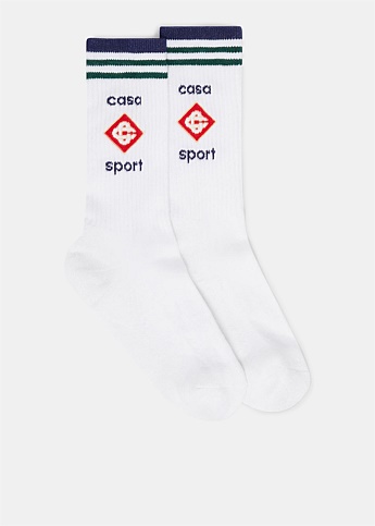 White & Blue Sport Socks