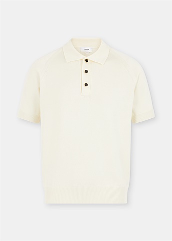 Ivory & Navy Knitted Polo