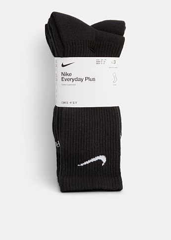 Nike Everyday Plus Cushioned Training Crew Socks (3 Pairs) Black & White