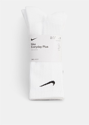 Nike Everyday Plus Cushioned Training Crew Socks (3 Pairs) White & Black