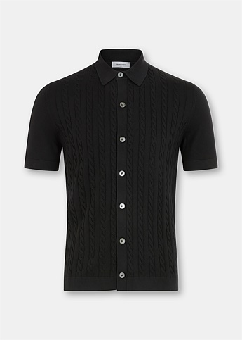 Black Short Sleeve Knitted Shirt