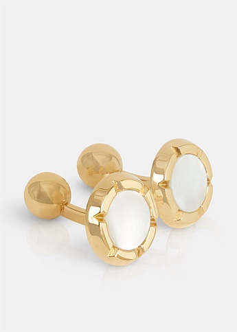 Gold Round Pearl Cufflinks