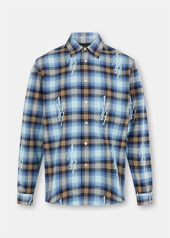 Blue Staggered Flannel Shirt