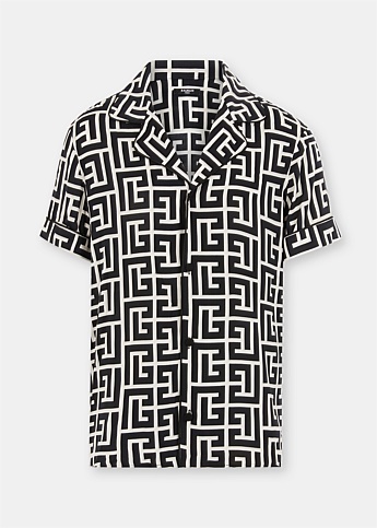 Black & Ivory Monogram Printed Pyjama Shirt