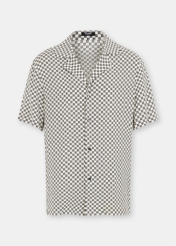Black & Ivory Short Sleeve Mini Monogram Shirt