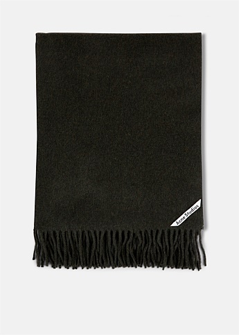 Canada New Fringed Wool Scarf - Khaki Black