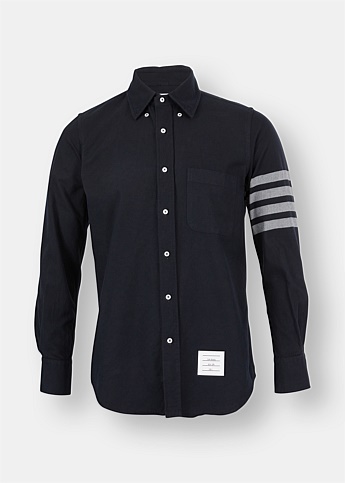 Cotton Button Up Navy Striped Shirt