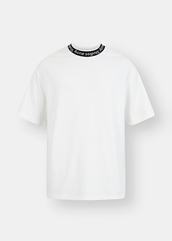 Collar Logo Binding White T-shirt 