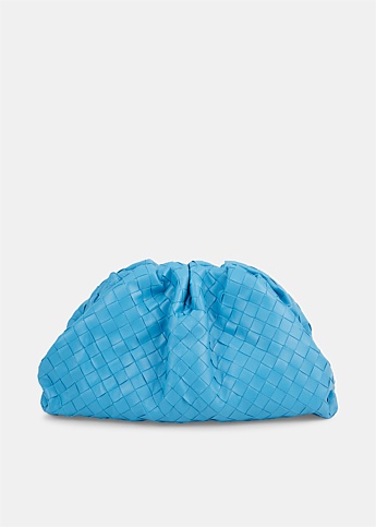 Blue Intrecciato Weave Pouch Bag