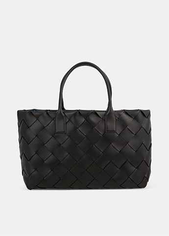Black Intrecciato Weave Tote Bag