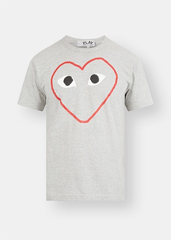 Grey Heart Print Short Sleeve T-Shirt