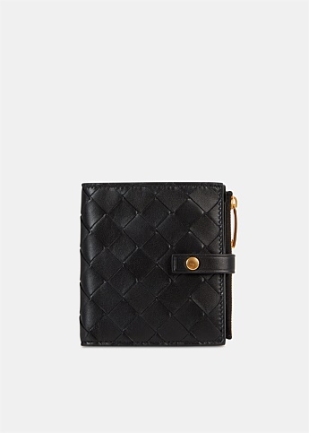 Black Intrecciato Mini Leather Wallet