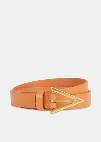 Orange Triangle Buckle Leather Belt
