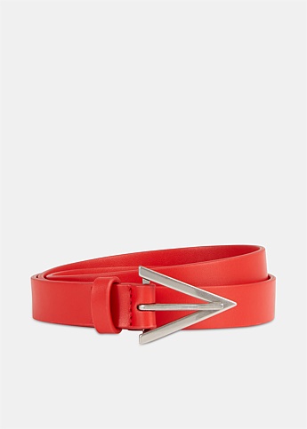 Red Triangle Buckle Leather Belt