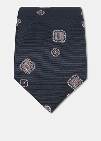 Medallion Pattern Silk Tie