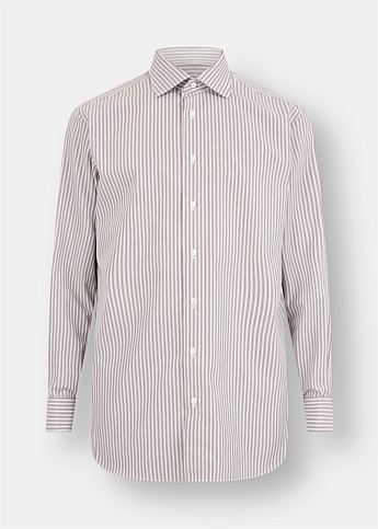 Brown Stripe Brunico Shirt 