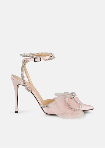 Tulle Bow Satin Pale Pink Heels