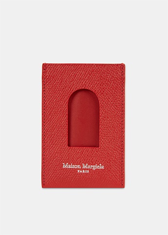 Red Grained Leather Card Sleeve