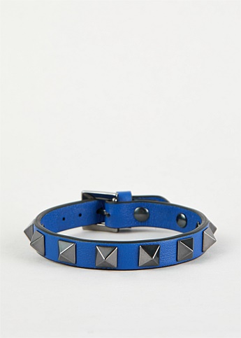 Blue Rockstud Leather Bracelet 