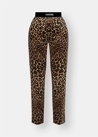Reflective Leopard Print Silk Pyjama Pants