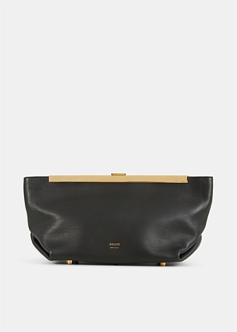 Aimee Black Leather Clutch Bag