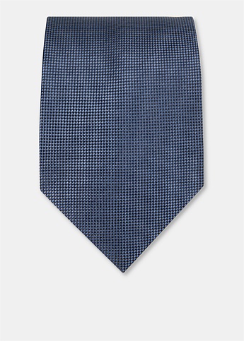 Micro Pattern Navy Silk Tie