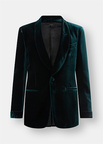 Shawl Lapel Green Velvet Tuxedo Jacket