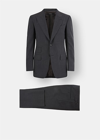 Peak Lapel Charcoal Suit 