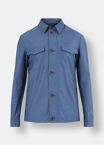 Blue Cotton Blend Overshirt 