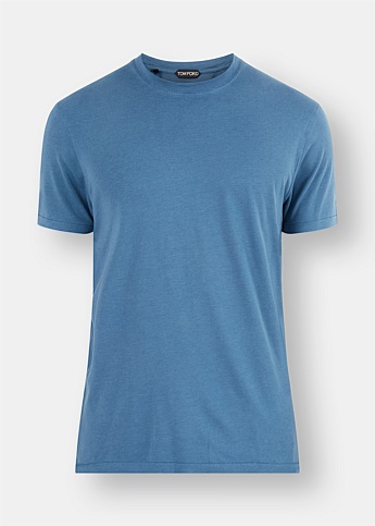 Round Neck Blue Cotton T-Shirt