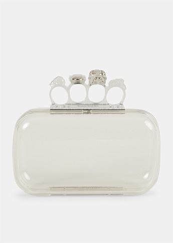 Four Ring Embellished Clear PVC Clutch