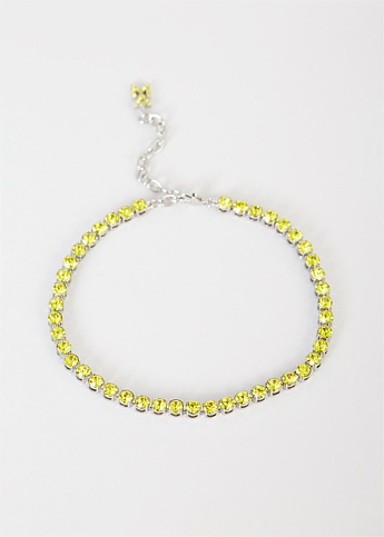 Yellow Crystal Embellished Tennis Anklet