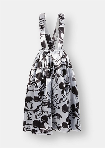 Mickey Mouse Print Suspender Skirt 