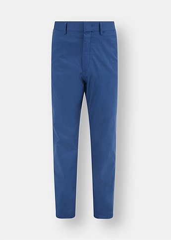 Blue Flat Front Chino Trousers 
