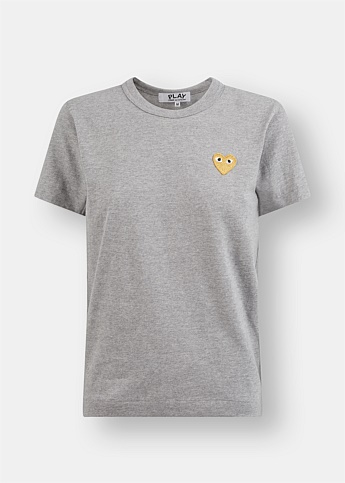 Classic Grey Embroidered Gold Heart T-Shirt 