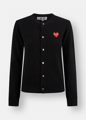 Black Wool Heart Emblem Cardigan 