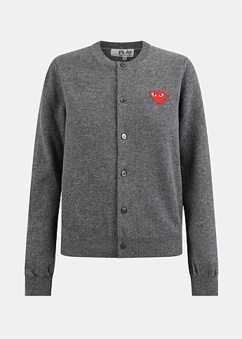 Grey Wool Heart Emblem Cardigan 