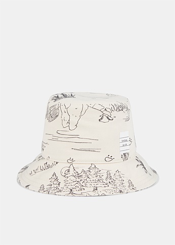 Cotton Canvas Toile Print Bucket Hat