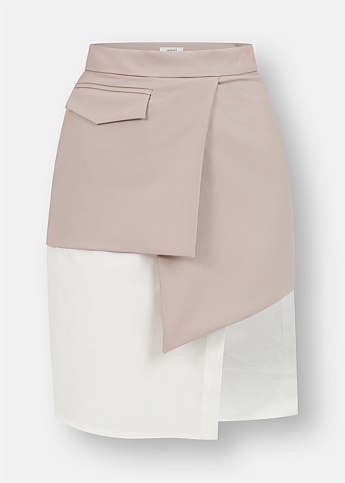 Wool Blend Deconstructed Mini Skirt