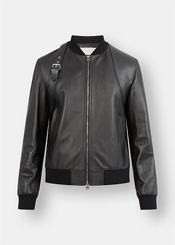 Leather Harness Bomber Jacket
