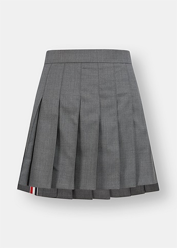 Drop Back Grey Wool Pleated Skirt
