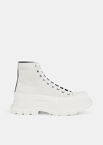  White Leather Tread Boots 