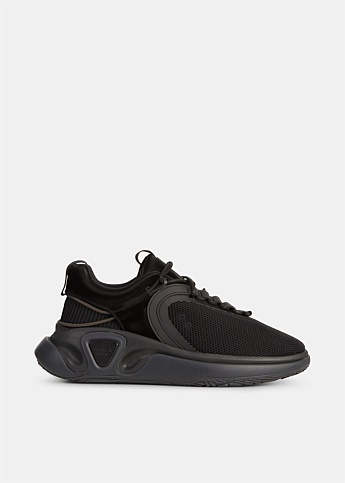 Black B Runner Asymmetrical Sneakers